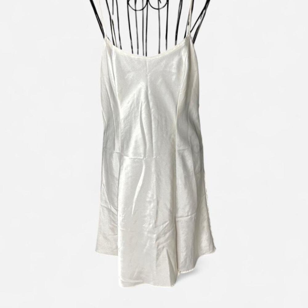 Secret Treasures White Satin Mini Slip Dress Chemise Nightgown M